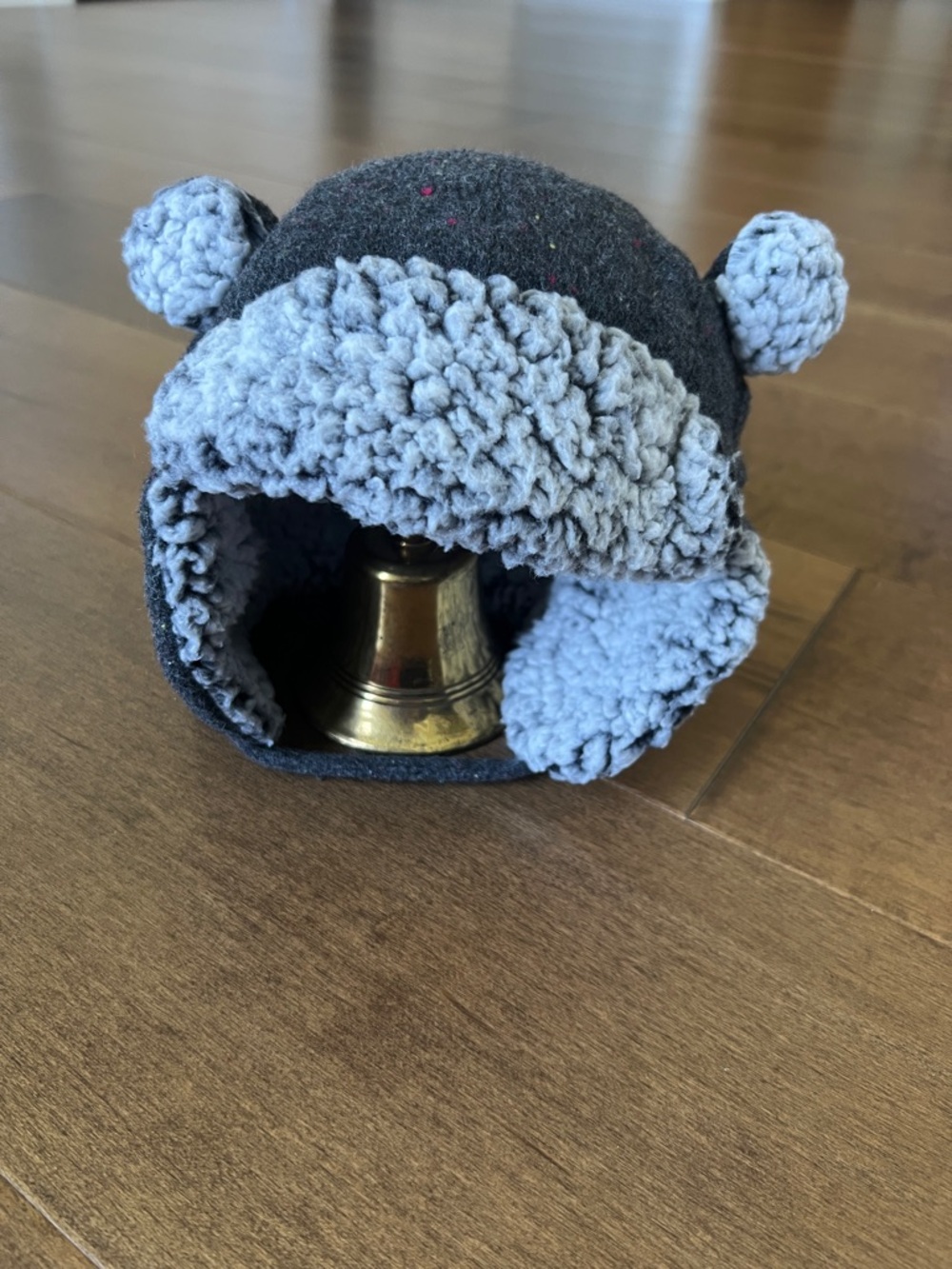 Target Gray and Cream Plush Sherpa Baby/Toddler Hat with Ear Accents